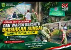Sambut HUT ke-81 TNI, Koramil 0607-08/Cikembar dan Warga Gotong Royong Bersihkan Sungai, Cegah Banjir